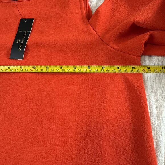 NEW Worthington Woman's Knit Blouse Orange Cold Shoulder 3/4 Sleeve Size Medium - Picture 13 of 16